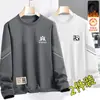 Sudadera de otoño e invierno para hombre, corte holgado, forro polar, sin capucha, cuello redondo, camiseta de manga larga, talla grande, moderna, versátil y cómoda