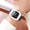 Venta Caliente Richard Forma de Barril Esqueleto Fondo Transparente Versátil Estilo Japonés Coreano Reloj de Pulsera para Hombre Reloj de Cuarzo Al Por Mayor