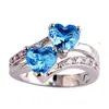 Ventas directas en stock comercio exterior joyería europea y americana AliExpress wisheBay anillo de circonita caliente anillo de doble corazón de melocotón