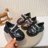 Mocasines de Encaje con Lazo para Niñas 2026 Nuevo Estilo Británico Retro Primavera/Otoño Zapatos de Cuero Mary Jane de Suela Gruesa