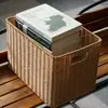 Grande cesta de armazenamento com trama semelhante ao rattan, no estilo INS da moda, perfeita para organizar armários e guarda-roupas, e para armazenamento simples na sala de estar
