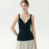 Suave y cómoda, camisola de cachemir con cuello en V cruzado, corte ajustado, tejido, top sin mangas, perfecto como capa base