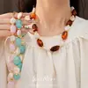 Collar de Abalorios Ovalados Geométricos de Acrílico, Cadena para Clavícula de Lujo Ligero de Nicho, Juego de Joyería Personalizada Estilo Europeo y Americano al por Mayor