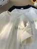 Camiseta de Manga Corta de Seda Helada Lavada con Arena Pesada de 240G para Niños Verano Marca de Tendencia Bordada Tencel Manga Media Suelta Cuello Redondo