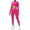 Comercio exterior nuevo traje de ropa deportiva nude con tirantes cruzados expuestos, almohadilla en el pecho, traje de yoga, conjunto de dos piezas para deportes al aire libre para mujer