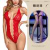 Ai Yufei Lencería Sexy Europea y Americana Mono Transparente de Encaje Pijama Aliexpress Amazon Transparente con Cortes
