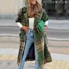 S9312 2025 Transfronterizo Otoño e Invierno Nuevo Moda Europea y Americana Manga Larga Solapa Abrigo Largo de Lana Estampado
