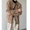 Cárdigan de Punto Color Block Estilo Coreano para Hombre de Primavera y Otoño, Corte Holgado, Estilo Old Money, Suéter de Punto Rayado Retorcido, Abrigo de Moda