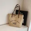Bolsa Tote de Lona com Estampa de Letras 16A Grande Capacidade para o Dia a Dia 2025 Nova Bolsa de Ombro Retro para Estudantes