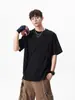Camiseta Unisex de Verano de Manga Corta, Corte Diagonal Tridimensional Plegado, Ajuste Holgado y Cuadrado, Versátil para Pareja, Cleanfit