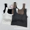 Top sin mangas de color liso con cuello en U para mujer con copas, Capa base para yoga, Camisola para usar en capas o sola, Ropa interior, Top de tubo que se puede usar por fuera
