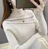 Suéter Básico Meia-Gola Estilo Chanel Outono/Inverno 2026 Malha Slim Fit Emagrecedora para Mulheres com Recorte em Renda Top Elegante