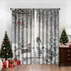 Cortinas com Estampa Digital de Cena de Neve Quente de Natal Transfronteiriça Decoração de Janela de Casa Cozinha Café Cortinas de Janela