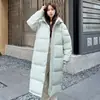 Chamarra larga acolchada hasta la rodilla, engrosada para invierno, abrigo holgado para pareja, chamarra acolchada del mismo estilo con capucha, chamarra acolchada cálida para hombre