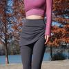 Pequena saia falsa de duas peças, calça esportiva justa de ioga, calça fitness anti-constrangimento, cintura alta, quadril, barriga, mulheres, atacado