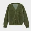 Shi Jian ACME Lujo Ligero Dinero Viejo Relajado Cuello en V Suéter de Punto Peludo para Mujer Otoño Invierno Abrigo de Lana Perezoso 22396