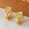 1 Par de Novos Brincos em Ouro 18K em Formato de Coração com Cravação Completa de Diamantes, Estilo Ins Leve Luxo High-End Moda Versátil Brincos Atacado