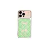 Cuadros verdes moño rosa aplicable para transformación instantánea funda para teléfono iPhone 17 pegatina protectora para Apple 16 skin ventana grande carcasa blanda 15