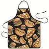 Delantal de poliéster sin mangas con estampado de dibujos animados de hamburguesa, pizza, dona 2024, esencial para el hogar, antiincrustante, a prueba de aceite, overol