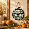 Nuevo letrero de madera de Halloween transfronterizo, letrero de bienvenida hueco, placa de puerta para decoración del hogar y la sala de estar, diseño de calabaza y calavera