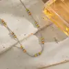 Colar de Contas Bicolor Tendência Estilo Europeu e Americano com Toque de Luxo, Estilo Ins Simples, Joia de Aço Inoxidável Cor Dourada 18K que Não Desbota para Mulheres
