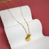 Amazon Ventas Calientes Transfronterizas Fritillaria Transportador Serie Fu Collar de Doble Cara Colgante para Mujer Cadena para Clavícula Color Acero Titanio Libre de Color
