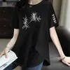 Comercio Exterior Transfronterizo Despacho de Aduana de Comercio Exterior Stock Camiseta Estampada Estilo Chino Nuevo para Adultos de Mediana Edad Manga Corta para Mujer Holgada de Longitud Media