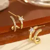 Pendientes Geométricos Cuadrados Huecos Dorados de Estilo Minimalista Europeo y Americano para Mujer, Puños de Oreja de Aleación con Diseño de Nicho, Accesorios de Oreja Frescos de Moda
