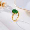 Anillo de jaspe Hotan chapado en oro de plata esterlina S925 con forma de huevo, estilo retro, con personalidad, joyería antigua de estilo medio.