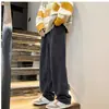 Pantalones casuales lisos de moda estilo Hong Kong, nuevos para otoño e invierno, holgados, versátiles, negros, de pierna ancha, deportivos retro, largos para hombre