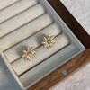Aretes franceses delicados retro de cristal rosa con forma de flor para mujer aguja de plata s925 diseño de nicho aretes elegantes de alta gama