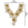 Base Blanca con Decoración de Cuello Bordada Floral Dorada, Ropa con Diseño de Patrón Tridimensional Europeo y Americano, Accesorios Hechos a Mano para DIY