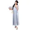 Vestido de Maternidad de Moda Nuevo de Verano en Nuevo Estilo Chino con Bordado de Alta Gama, Conjunto Adelgazante y Protector Solar