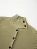 Exportación Transfronteriza 2025 Nuevo Otoño Casual Versátil Cuello Alto Botones Suéter Diseño Top de Punto Chaqueta para Mujer