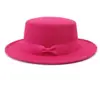 Aliexpress Amazon Moda Otoño e Invierno Europea y Americana Sombrero de Lana de Copa Plana con Lazo Ala Plana Ala Ancha Sombrero Personalización