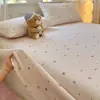 Sábana de Algodón Puro Cepillado Gruesa a Cuadros de Dibujos Animados Pieza Única Otoño Invierno Cálido Todo Algodón Ropa de Cama Infantil Funda de Almohada Individual Juego de Tres Piezas