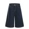 Shorts Jeans Masculino Solto L792 Verão Retrô Americano Bordado Colorido Toque de Luxo Lavado Design Original de Vaca