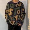 Moda Casual Americana Tendência Gola Redonda Malha Quente Malha Masculina Outono e Inverno Estilo Preguiçoso Malha Solta e Confortável