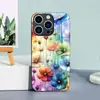 Adecuado para funda de cristal templado para Apple 15pro, funda protectora floral para 17PROMAX, iPhone16