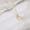 Colar de Cabacinha com Rebite Vazado Qijia para Mulheres, Não Desbota, Design de Luxo Leve de Nicho, Corrente para Clavícula Versátil de Alta Moda