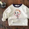 Camiseta térmica infantil para outono e inverno, camiseta infantil masculina estilosa estilo japonês com desenho animado, camisa de veludo elegante para bebês, looks combinando para irmãos