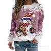 2025 Novo Amazon Transfronteiriço Solto Colorido Natal 3D Camiseta Longa Exportação Roupas Europeias e Americanas Pulôver Gola Redonda com Capuz