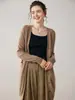 Cardigan de Caxemira Novo Outono e Inverno Comprimento Médio Feminino Solto e Versátil Gola V Cor Lisa Casual Quente Malha Cardigan para Usar por Baixo