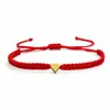 Accesorio de mano popular Xiyin transfronterizo: Pulsera tejida hecha a mano con forma de corazón de aleación simple, cuerda de mano plana ajustable para parejas