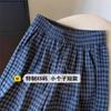 Pantalones de cuadros azules de Xizang para mujer, otoño e invierno, estilo vintage pequeño con cordón, pantalones casuales de cuadros, pantalones holgados