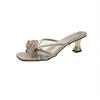Chinelos femininos 6cm Verão Novo Estilo 2024 Chinelos Femininos Cabeça Quadrada Dedo do Pé de Peixe Sapatos Femininos Salto Fino Sandálias de Salto Médio para Mulheres
