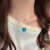 Colar de Flores com Contas na Cor Dopamina para Meninas, Acessório de Corrente para Clavícula Estilo Ins Fresco e Doce para Mulheres