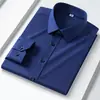 Camisa masculina de manga longa transfronteiriça, vestimenta executiva plus size, top de fibra de bambu sem ferro e anti-rugas, camisa masculina para usar sob um terno