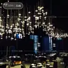 Salón de Banquetes de Hotel Boda Ovni Luminarias Creativas Oficina de Ventas Decoraciones Colgantes de Paraguas de Cristal Cristalino Candelabro