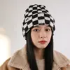 Gorro de Punto Patchwork a Cuadros Estilo Coreano para Mujer, Nuevo Bufanda Gruesa Cálida de Espiga para Otoño e Invierno para Hombre